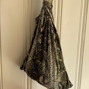 Handmade Repurposed Sparkle Snake Tote Bag